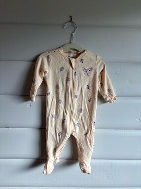 3/$25 Pekkle Organic Cotton Ladybug Footed Sleeper 6M Pink Zip Pajamas